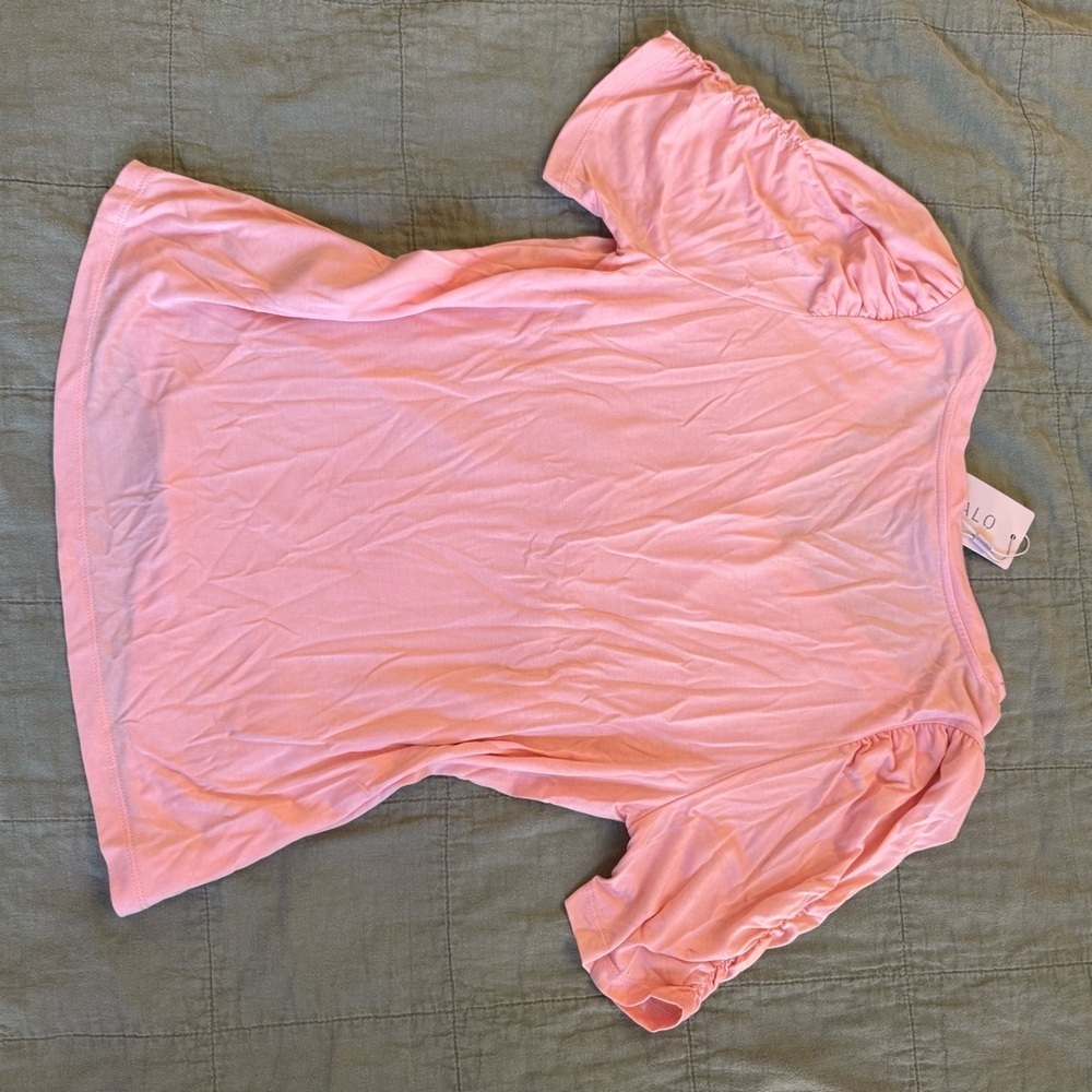 NWT ESQUALO | women's small Soft Peach V-Neck short sleeves shirt - Picture 5 of 6
